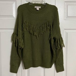 Green sweater with tassels!